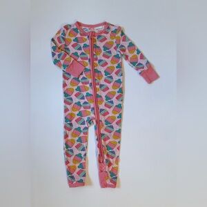 Posh Peanut Cupcake and Popsicle Bamboo Zipped Footie 9-12M EUC